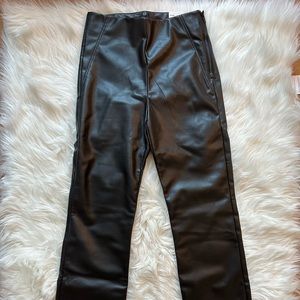 Zara faux leather high rise straight leg pant